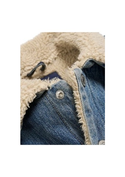 Erkek Mavi Içi Kürklü Kot Ceket Slim Fit fırsatları