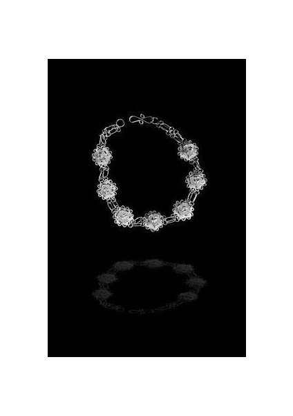 Çiçek Model Telkari El Işçiliği Gümüş Bileklik