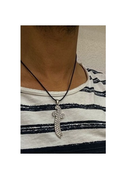Zülfikar Model Zirkon Taşlı Gümüş Erkek Kolye