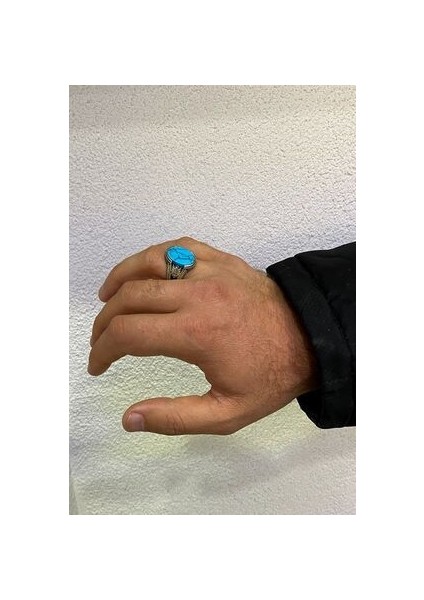 Osmanlı Sancağı Model Turkuaz (Firuze) Taşlı Gümüş Erkek Yüzük fiyatları