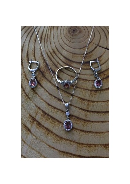 Oval Model Zultanit Taşlı Gümüş Üçlü Set fiyatları