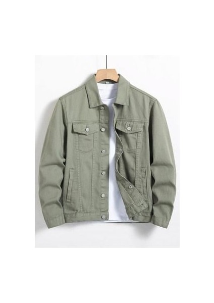 Erkek Yeşil Slim Fit Kot Ceket