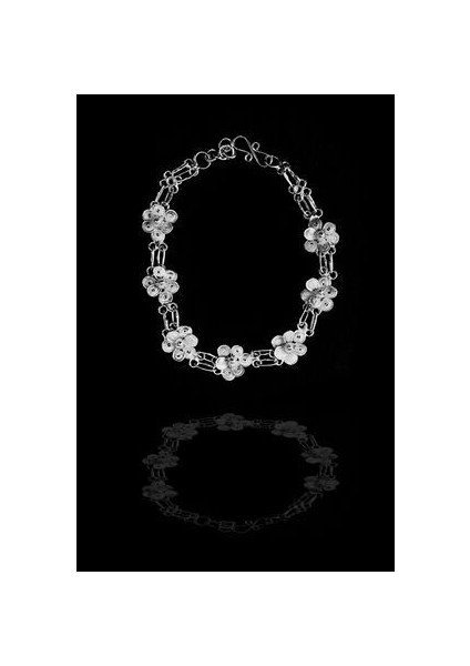 Yamuk Papatya Model Telkari El Işçiliği Gümüş Bileklik