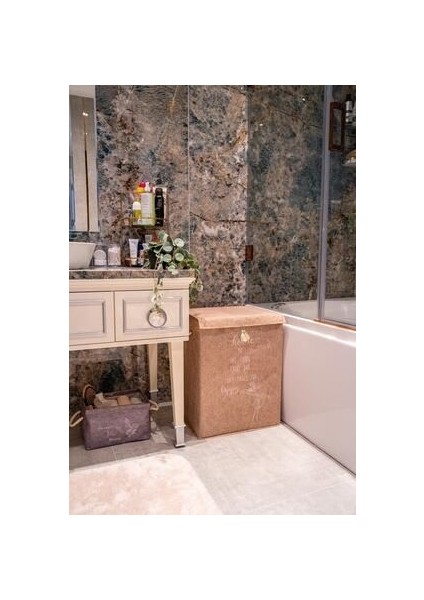 Bej Rengi Keçe Kapaklı Mega Kutu Çamaşır Sepeti Eşya Saklama Kutusu Kahverengi fırsatları