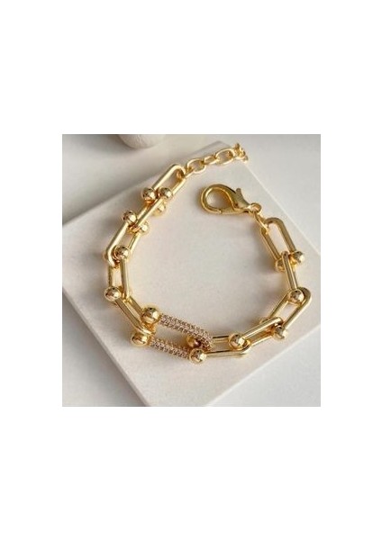 Ithal Özel Seri Tiff Co Zirkon Gold Bileklik