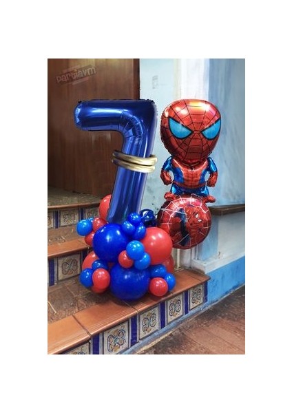 Örümcek Adam Balon Karşılama Seti Mavi Rakam Balon Spiderman Balon Kolay Kurulum