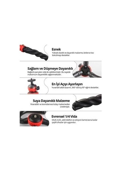 Bluetooth Kumandalı Esnek Ahtapot Flexıble Tripod Selfie Masa Üstü Stand