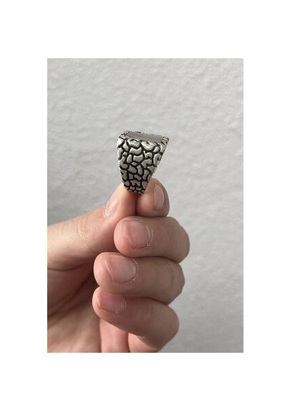 Leopar Desenli Yemen Akiği Taşlı 925 Ayar Gümüş Erkek Yüzük fiyatları