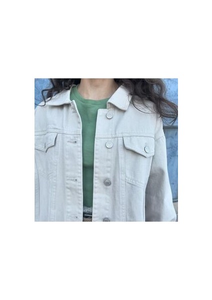 Kadın Açık Gri Çift Cepli Gabardin Ceket modelleri