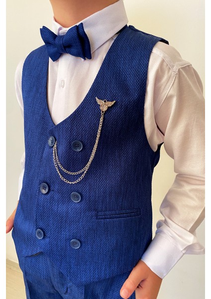 Erkek Çocuk Takım Elbise Panyonlu Yelekli Takım Elbise