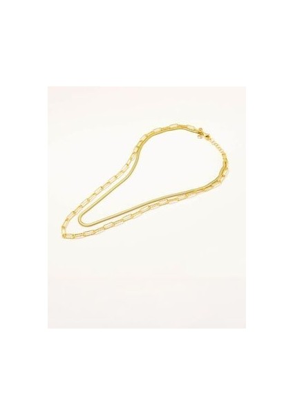 18 Ayar Altın Kaplama Gümüş Çift Zincirli Kolye