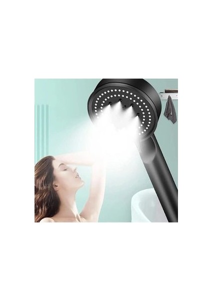 Turbo Fan Pervaneli 5 Fonksiyonlu Su Tasarruflu Duş Başlığı | Pervaneli Turbo El Duşu Siyah Banyo