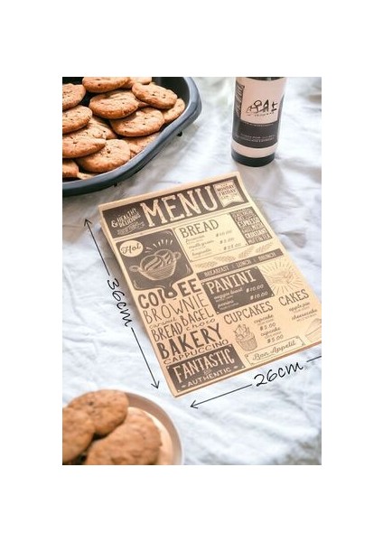 50 Adet Kendinden Desenli Yağlı Kağıt | Vintage Gazete Desen Servis ve Sunum Kağıdı | Karışık Desen