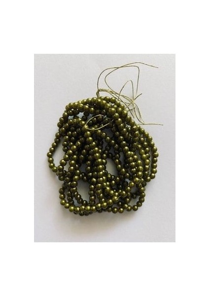 4mm Plastik Inci Boncuk 2 Dizi Yaklaşık 400 Adet. Açık Haki