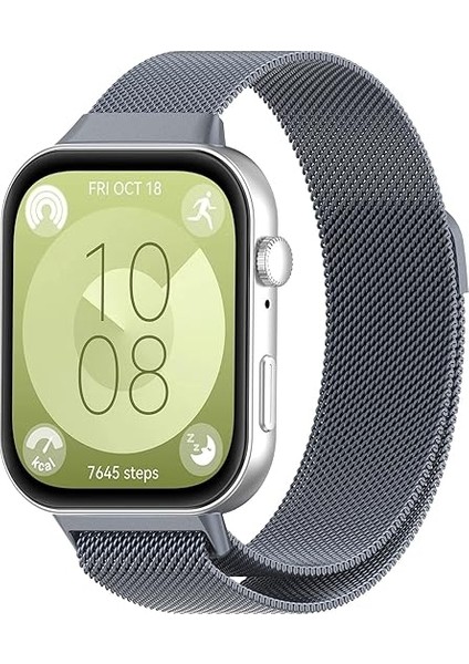 Huawei Watch Fit 3 Uyumlu 22MM Paslanmaz Mıknatıslı Metal Hasır Terleme Yaptırmaz Flexible Lüx Kordon Kayış