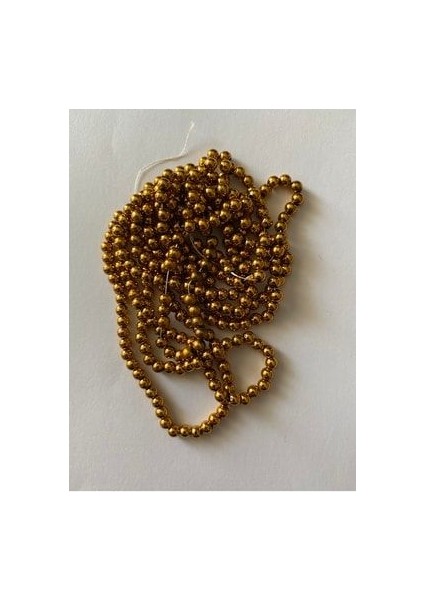 4mm Yuvarlak Inci Boncuk 2 Dizi Metalik Sarı