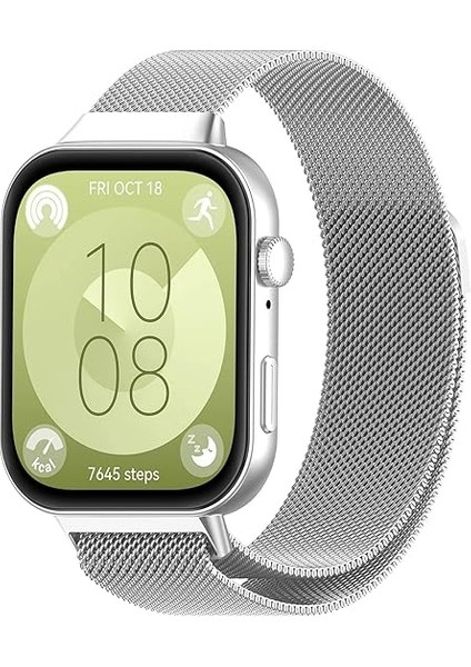 Huawei Watch Fit 3 Uyumlu 22MM Paslanmaz Mıknatıslı Metal Hasır Terleme Yaptırmaz Flexible Lüx Kordon Kayış