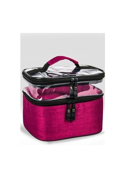 Kadın Makyaj Çantası Iki Geniş Bölmeli Askılı Katlanabilir Bakım Seyahat Organizer Makyaj Çantası