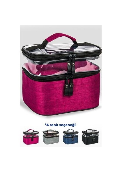 Kadın Makyaj Çantası Iki Geniş Bölmeli Askılı Katlanabilir Bakım Seyahat Organizer Makyaj Çantası indirimleri