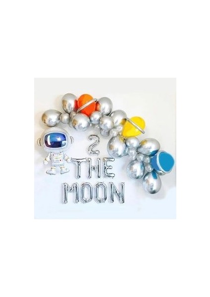 2 The Moon Astronot Balon Zinciri Full Set Uzay Roket Balon Zincir Seti (2 Yaş Içindir)