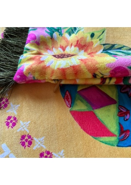 Dekoratif Çin Stili Maymun Desenli Dijital Baskılı Kadife Kırlent Kılıfı Saçaklı fırsatları