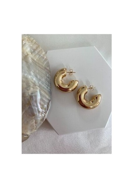Gold Bombeli Halka Küpe