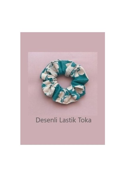 Toka Kadın Saç Desenli Keten Lastik Toka