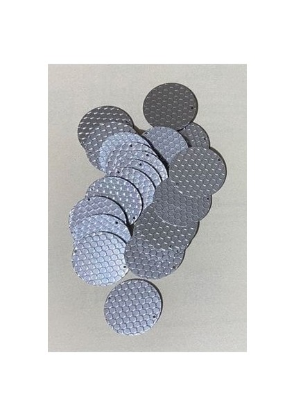 Pleksi Desenli Kalın Plastik Pul 3.2cm. 25GR. 20 Adet. Gümüş. fırsatları
