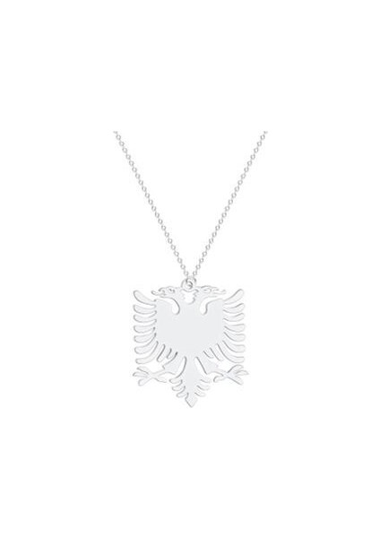 Arnavutluk Bayrağı Model Gümüş Kolye