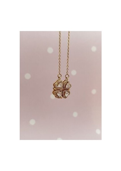 Mıknatıslı 4 Kalpli Yonca Çelik Kolye