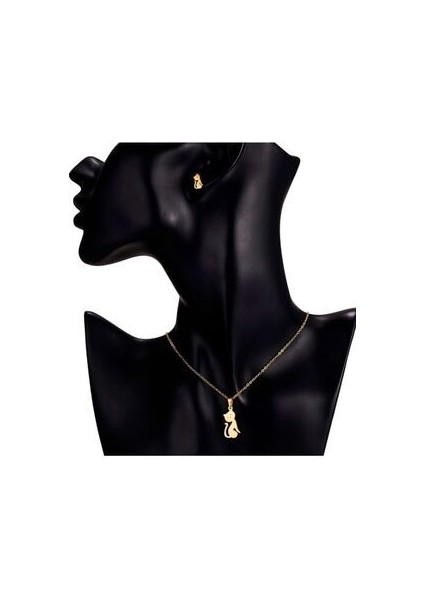 Gümüş Kedi Figürlü Kolye ve Küpe Seti 925 Ayar fiyatları