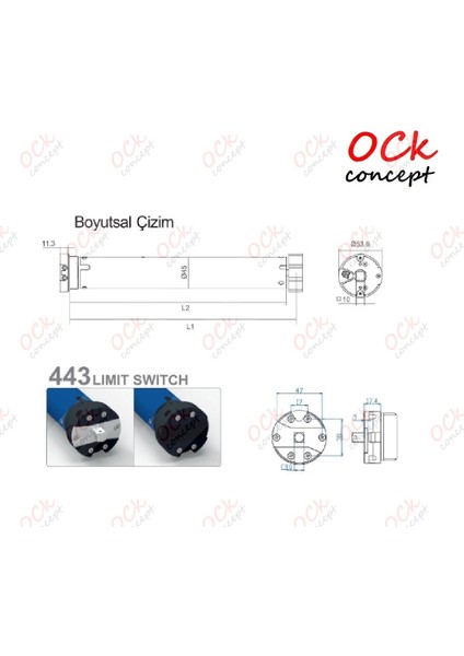 CM45SS-10/15 Süper Kısa Tip Standart Panjur Tüp Motor