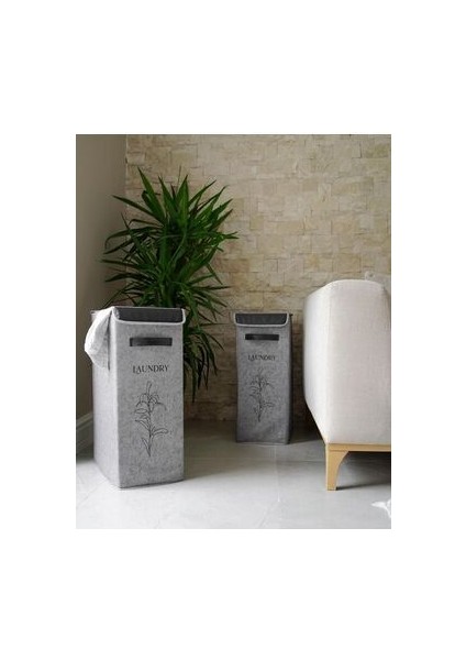 Felted Deri Detaylı Lüks Keçe Çamaşır Sepeti modelleri