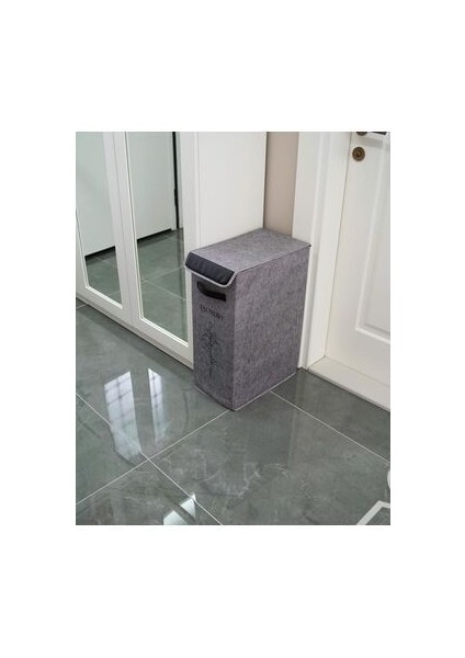 Felted Deri Detaylı Lüks Keçe Çamaşır Sepeti indirimleri