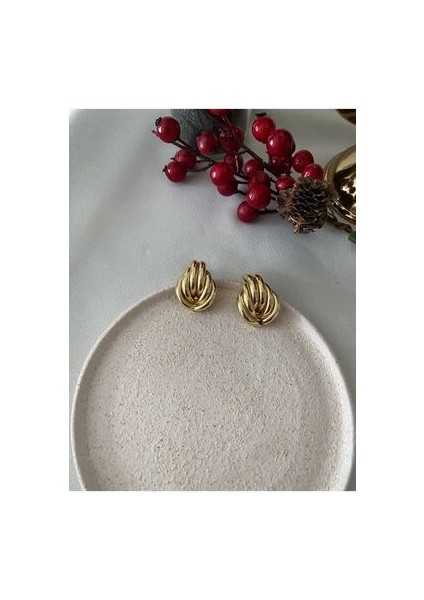 Gold Vintage Çoklu Boru Sıralı Çelik Küpe fiyatları