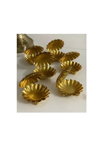 Metal 6 Lı Gold Midye Lokumluk Drajelik Istiridye Kahve Yanı Sunum modelleri