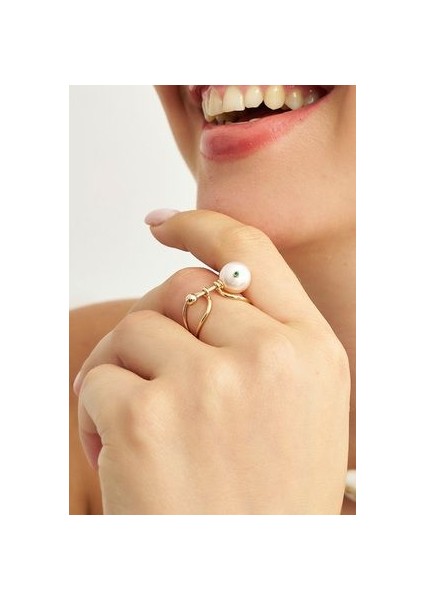 18 Ayar Altın Kaplama Gümüş Incili Yüzük fiyatları