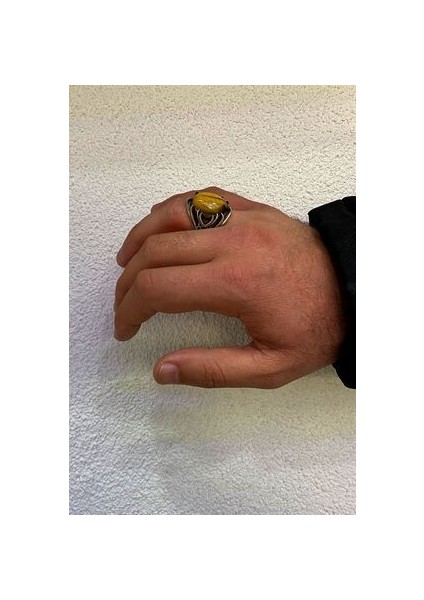 Çift Zülfikar Işlemeli Kaplangözü Taşlı Gümüş Erkek Yüzük