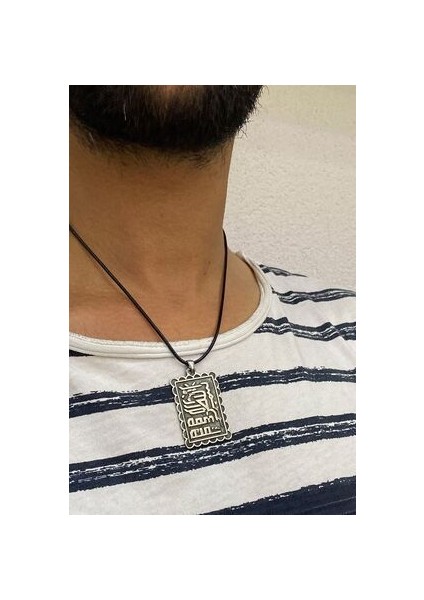 Besmele Yazılı Gümüş Erkek Kolye