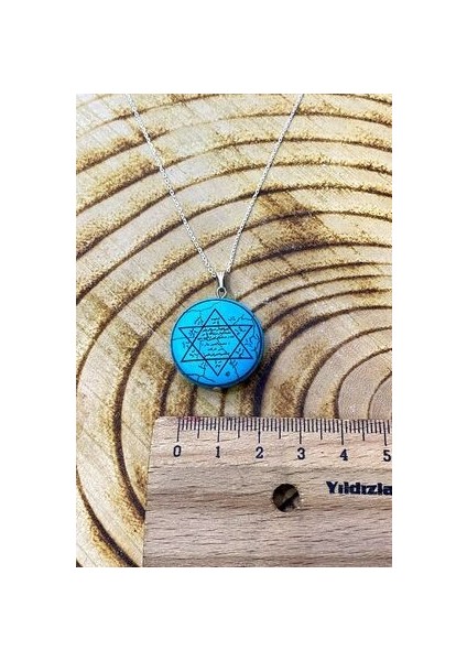 Hz Süleyman Mührü Işlemeli Turkuaz Taşlı Gümüş Gümüş Kolye modelleri