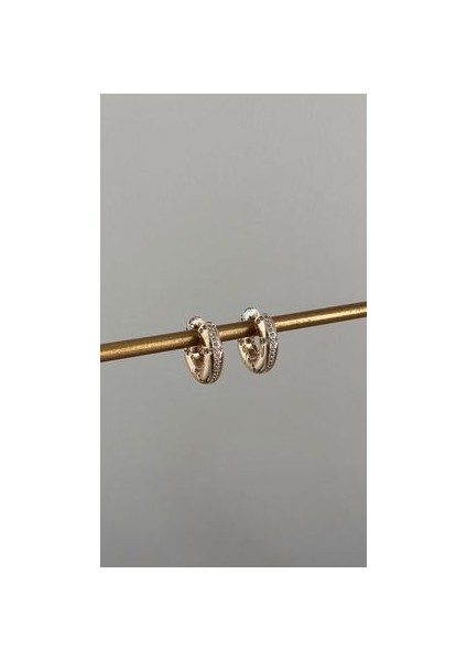 Yeni Sezon Gold Zirkon Taşlı Halka Küpe