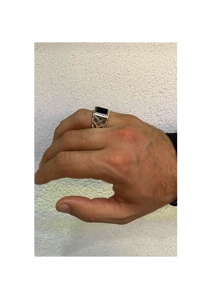 Sarmaşık Model Oniks Taşlı Gümüş Erkek Yüzük
