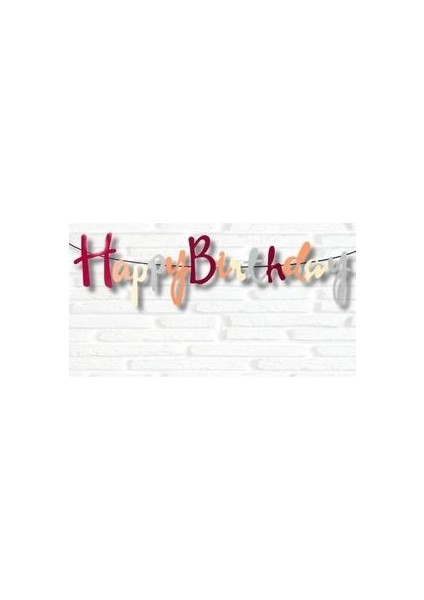 Happy Birthday Retro Renk Kaliğrafi Banner Doğum Günü Yazısı
