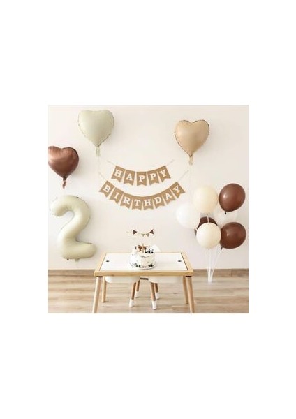 1 Yaş Mini Doğum Günü Balon Seti Makaron Balon Zinciri Yıldız Folyo Balon