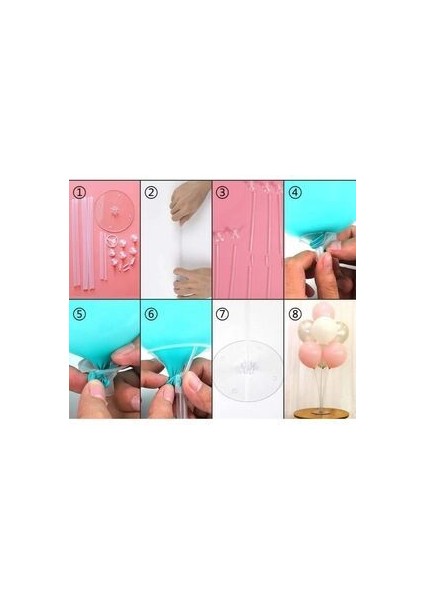 Hastane Süsleme 2 Adet 7'li Balon Standı ve Pembe Gümüşfuşya Metalik Balon Set Hoş Geldin Bebek fırsatları