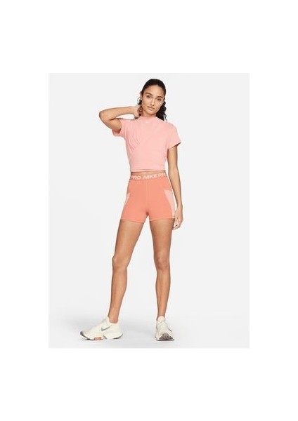 Bisiklet Yaka Düz Pembe Kadın T-Shirt DD4921-824 W Nk One Luxe Df Ss Std modelleri