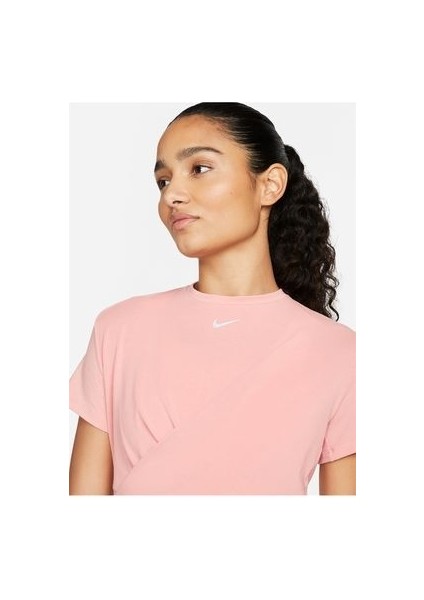 Bisiklet Yaka Düz Pembe Kadın T-Shirt DD4921-824 W Nk One Luxe Df Ss Std fırsatları
