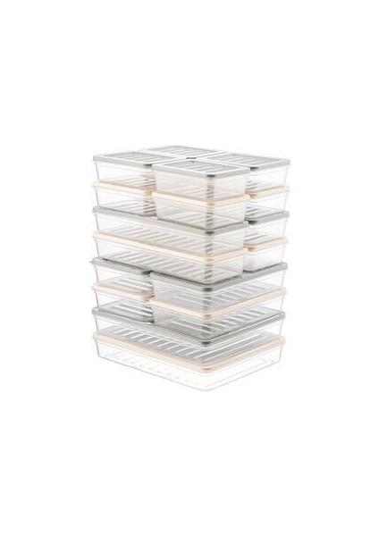 18'li Renkli Buzdolabı Düzenleyici Buzluk ve Mikrodalga Saklama Kabı 2X2400-4X1200-4X1170-8X600 Ml. modelleri