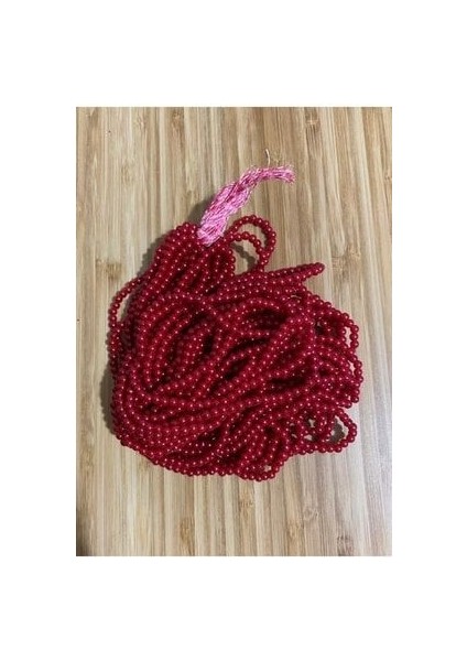 4mm Plastik Inci Boncuk 2 Dizi Yaklaşık 400 Adet. Koyu Kırmızı