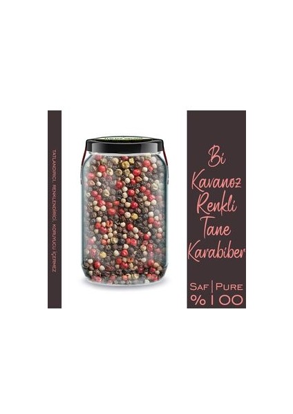 Renkli Karabiber Bi Kavanoz 660 Cc. Cam Kavanozda 4 Renk Mix Tane Karabiber 4 Color Peppercorn